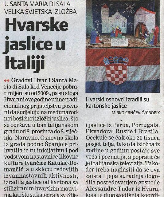L'articolo apparso sui media croati a proposito dell'esposizione a Santa Maria di Sala